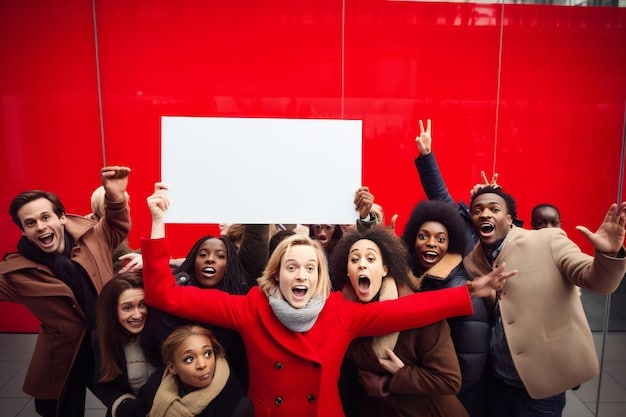 A diverse group of fans, holding light sticks and banners, excitedly waiting at the entrance of a concert venue. The venue is decorated with promotional posters of the dorama stars touring the US in early 2025. The atmosphere is filled with anticipation and cheerful energy.