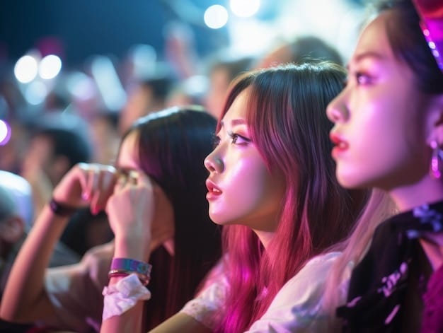 An international crowd enthusiastically singing along to a K-Drama OST during a live concert.