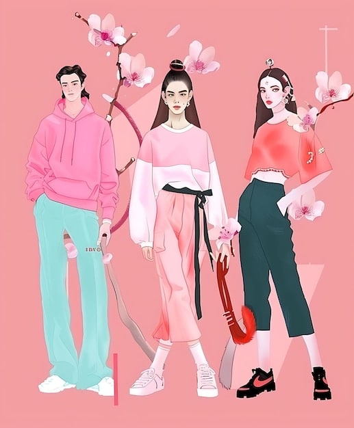 A split image showing traditional Korean clothing and modern Korean street fashion side-by-side to illustrate the blend of traditional and contemporary culture in Korean dramas. The shot includes vibrant colors and diverse styles, emphasizing the visual appeal and cultural richness found in K-dramas.