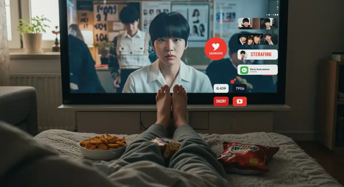 Viewer enjoying K-drama on a smart TV, showcasing diverse streaming options.