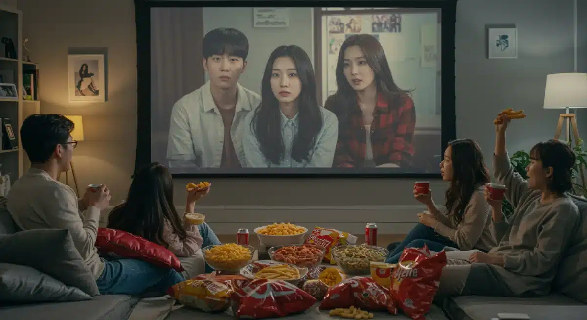 Diverse audience enjoying K-drama on a streaming platform, symbolizing expanded access.