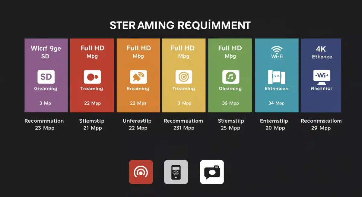Internet speed requirements for different K-Drama streaming qualities, from SD to 4K, across platforms.