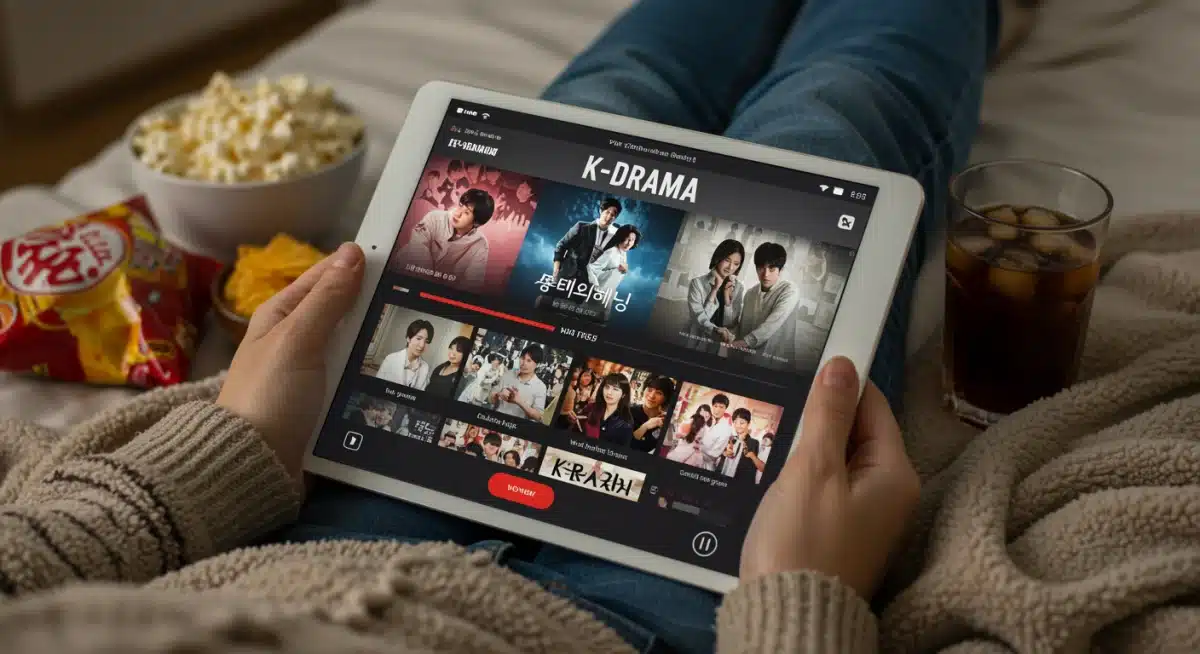 Person watching k-drama on a tablet, showcasing niche streaming experience.