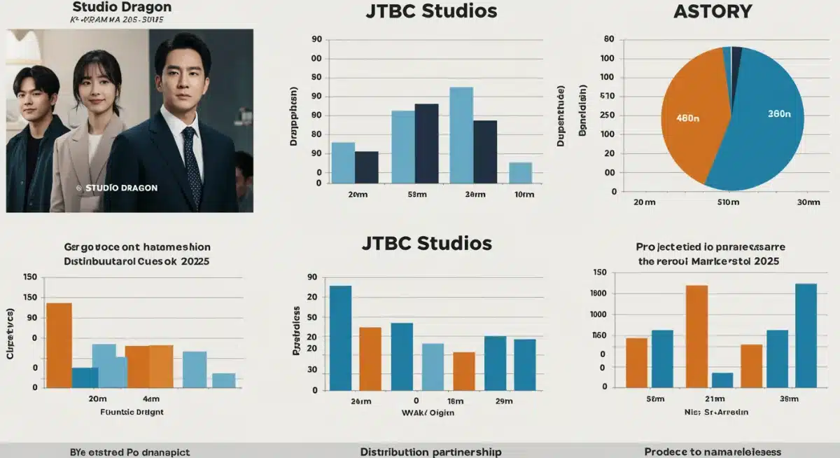 Infographic detailing genre focus and distribution of K-drama production houses
