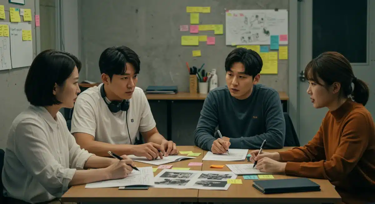 Director and stars discussing script for 2026 K-drama production