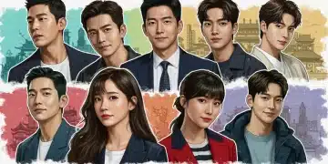 Eight new K-drama actors making their US-accessible series debut by Fall 2025, depicted in a stylish, dynamic collage.