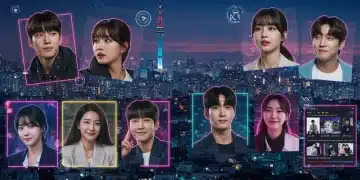 Futuristic K-drama actors and Seoul skyline representing 2026 releases and streaming
