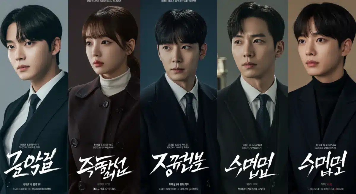 Collage of five prominent K-drama posters from 2025-2026, representing top contenders for awards