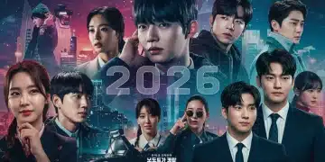 Dynamic collage of K-Drama moments, symbolizing the exciting 2026 K-Drama schedule.