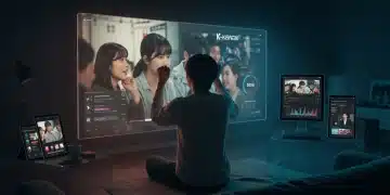 Futuristic K-drama viewing with synchronized watchlist on multiple devices