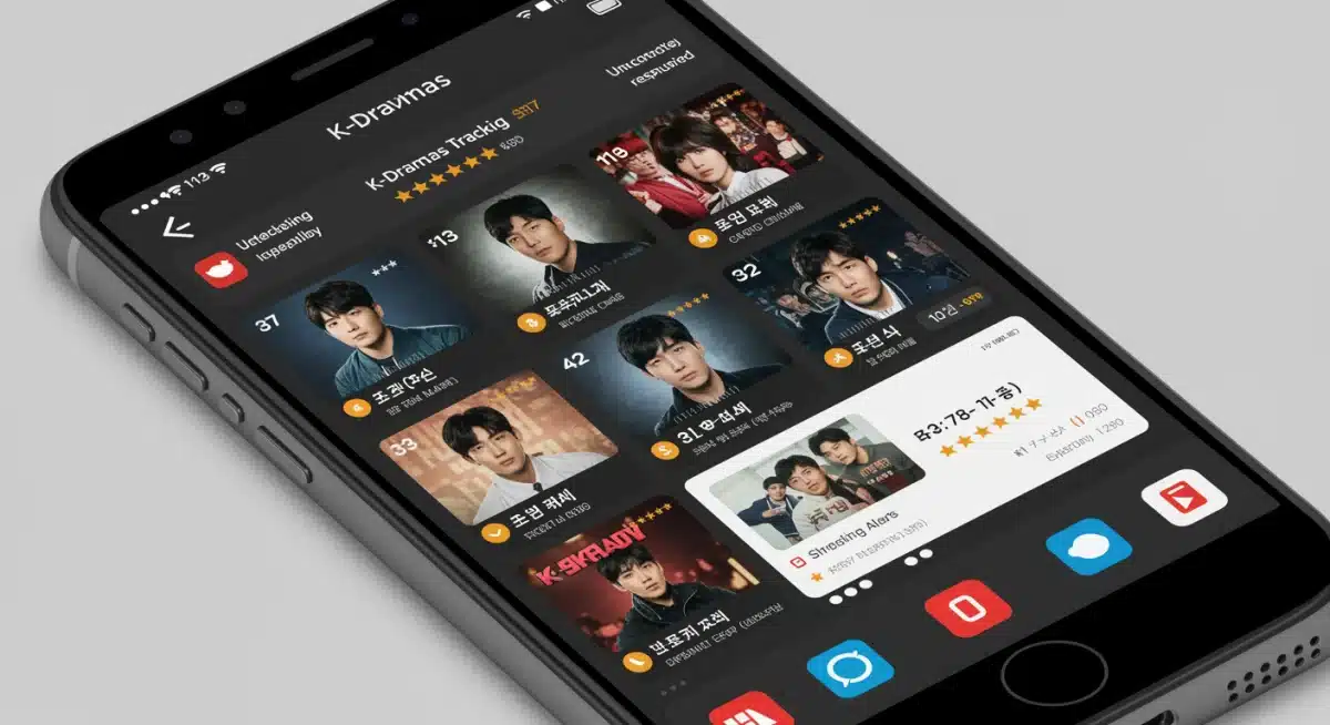 K-drama tracking app interface on a smartphone showing detailed watchlist progress