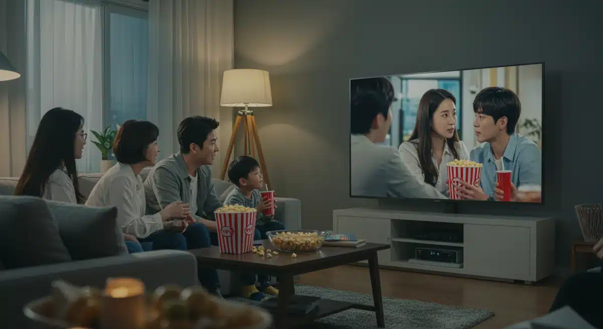 Family watching exclusive K-drama content on Amazon Prime Video, showcasing viewer engagement.