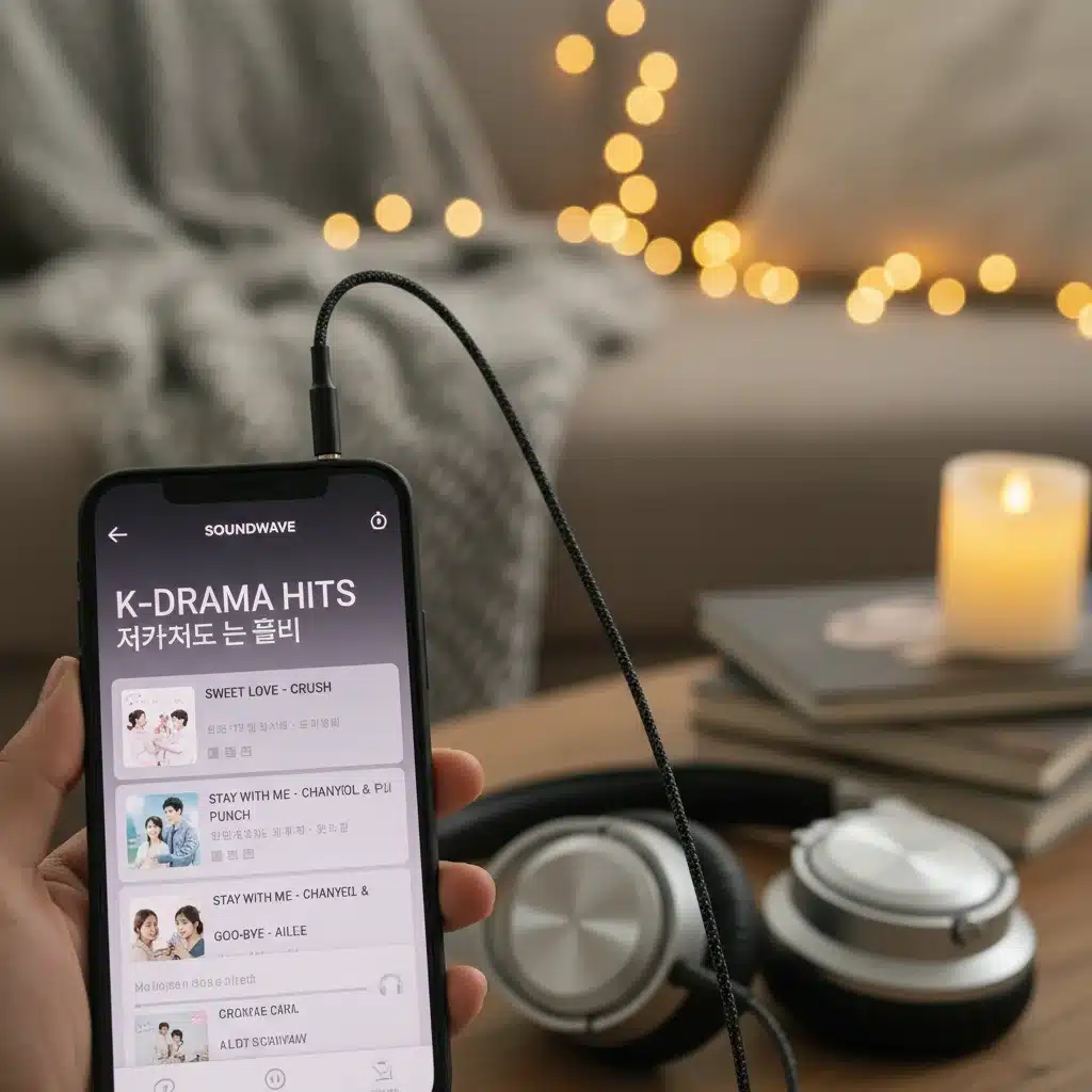 Smartphone displaying K-Drama OST playlist on a streaming app