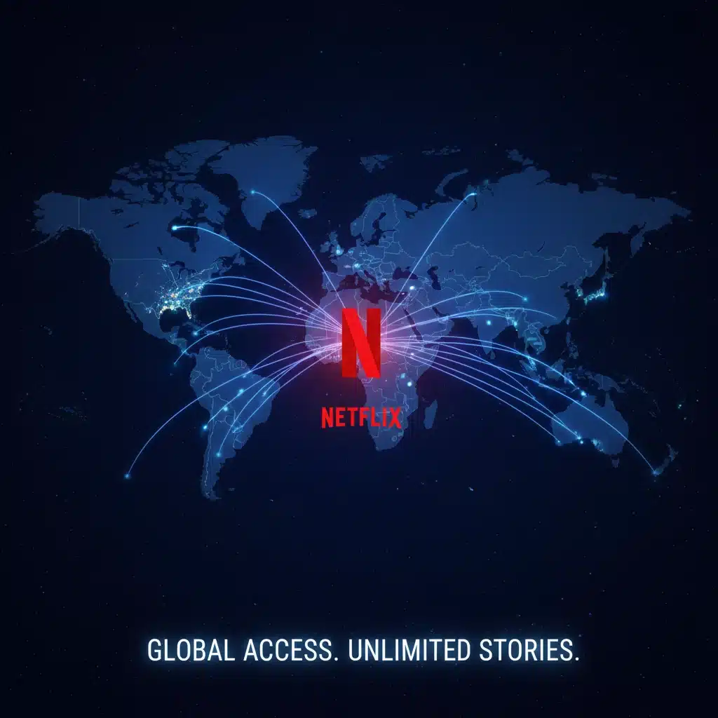 World map showing global access to Netflix international libraries
