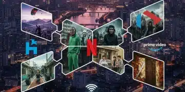 Dynamic collage of K-Drama scenes with streaming logos, symbolizing new US distribution deals and global access.