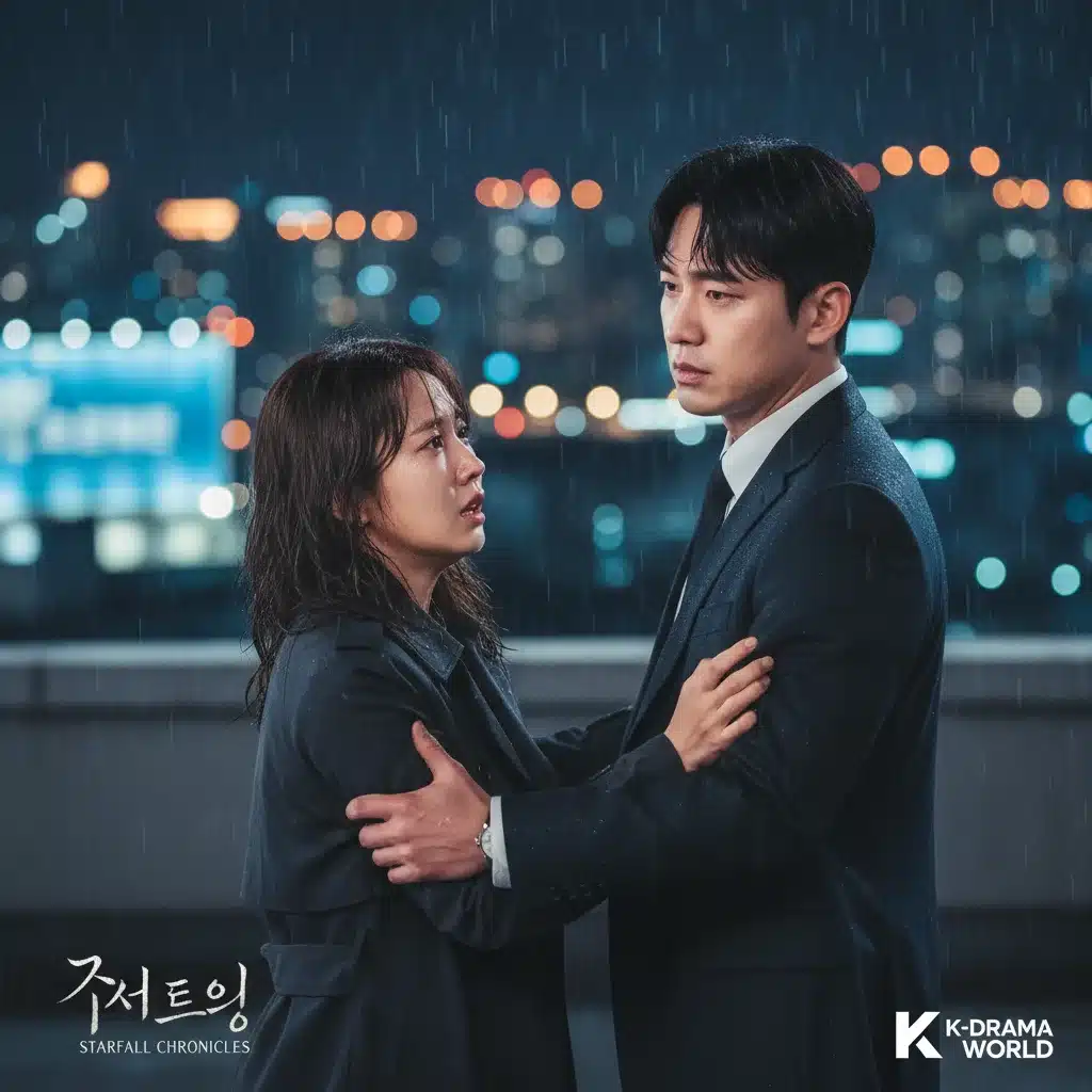 Intense dramatic scene from an upcoming K-Drama, showcasing emotional depth and urban setting.